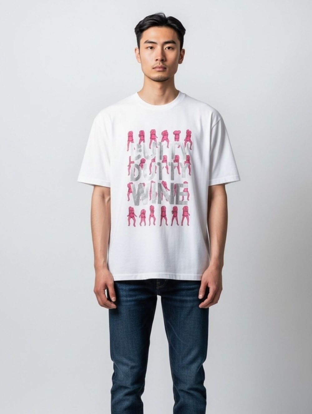 Stussy White Dutty Dutty Wine Print Tee Short Sleeve Men's T-shirt Size XL NWT